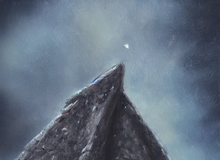 Image similar to close up still, monolith spaceship in the style of edgar alan poe, oil painting, trending on artstation, hd, 4 k, million of likes
