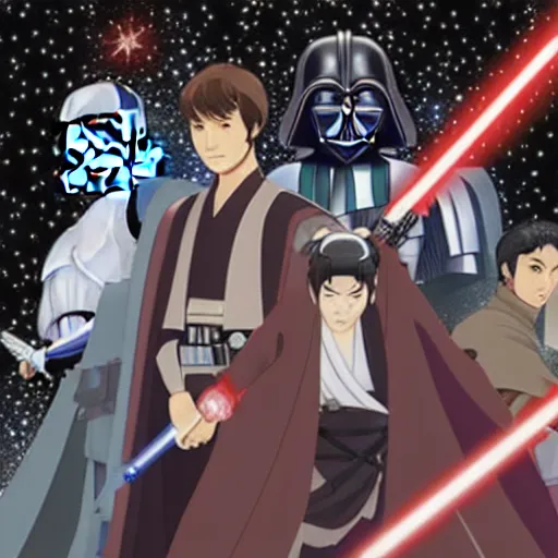 Prompt: Star Wars in Japan anime style