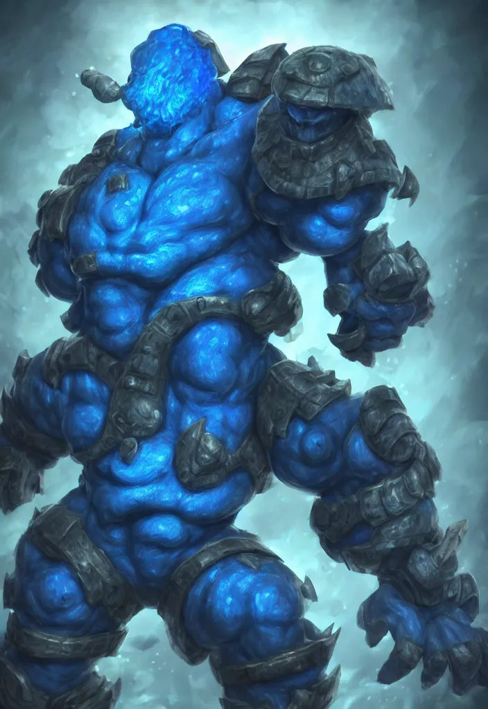 Prompt: ultra realistic and intricate detailed photograph of Blue buff golem from league of legends