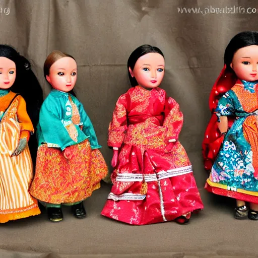 Prompt: Realistic photograph of dolls made in Losoong festival in India