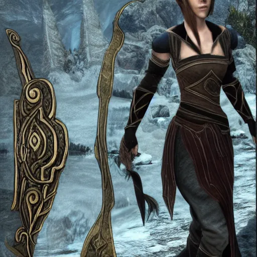Image similar to A concept art of Emma Watson in The Elder Scrolls V: Skyrim (2009 video game)