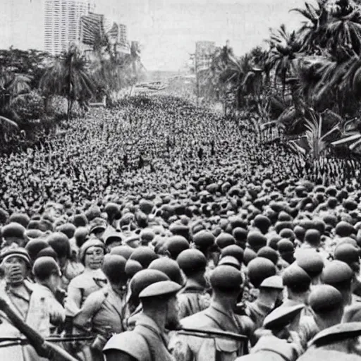 Image similar to japanese invasion of manila, historical photo, realistic
