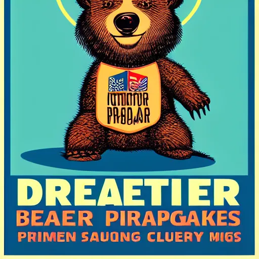 Image similar to Propaganda poster of a dictator bear, sticker, highly detailed, colorful, illustration, drama, smooth and clean vector curves, no jagged lines, vector art, smooth