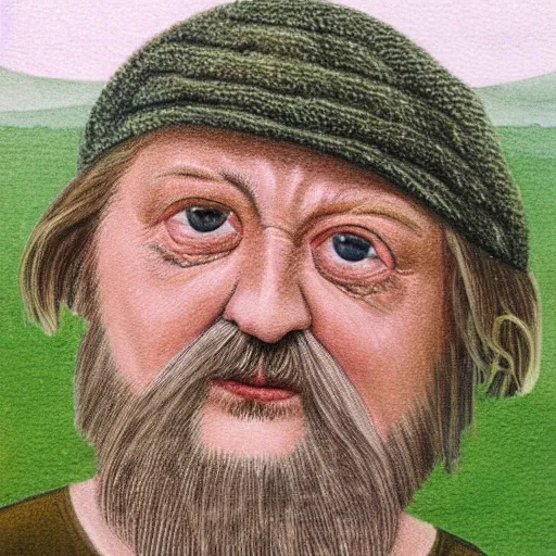 Image similar to robert wyatt in a snail shell, extremely detailed!!!