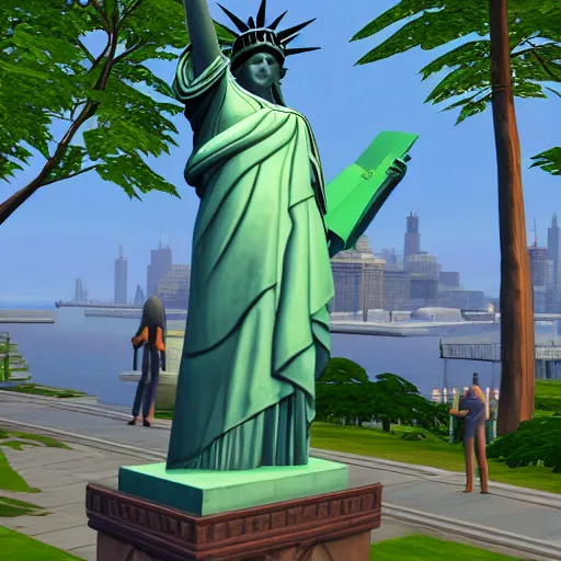 Image similar to a screenshot of the statue of liberty in the sims 4