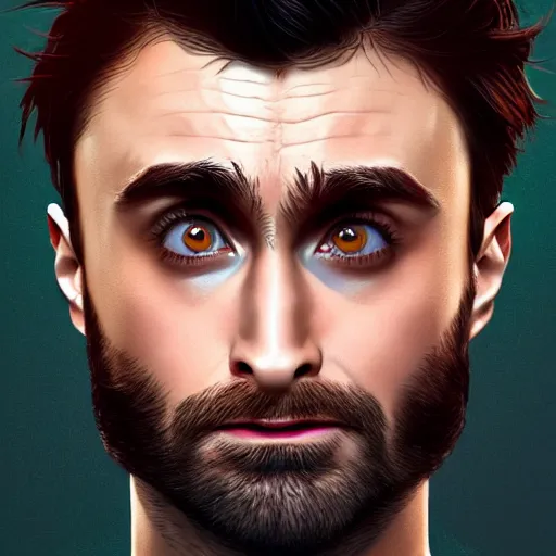 Image similar to symmetry portrait of daniel radcliffe as wolverine, american stand - up comedian, intricate, elegant, highly detailed, digital painting, artstation, concept art, smooth, sharp focus, illustration, art by artgerm and greg rutkowski and alphonse mucha