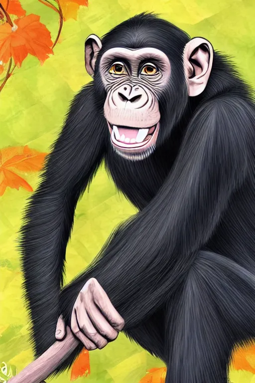 Image similar to smiling chimpanzee, anime art style