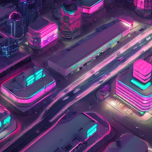 Prompt: A futuristic city, neon lights and flying cars, birds-eye view, pastel colours, 8k octane render, extremely detailed.