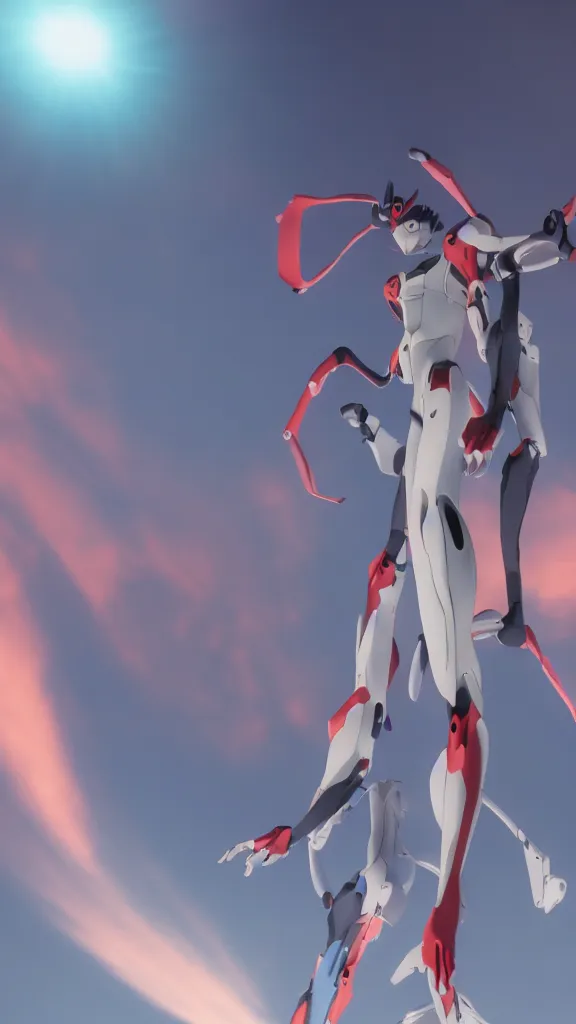 Image similar to evangelion eva - 0 1, cinematic, nikon d 7 5 0, long exposure, white balance, 8 k, led, lumen global illumination, fog, ray tracing reflections, fxaa, rtx, post - production, cgi