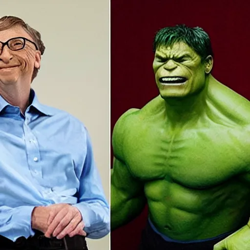 Image similar to bill gates cosplaying as the hulk, bill gates wearing a hulk costume, cosplay award winner