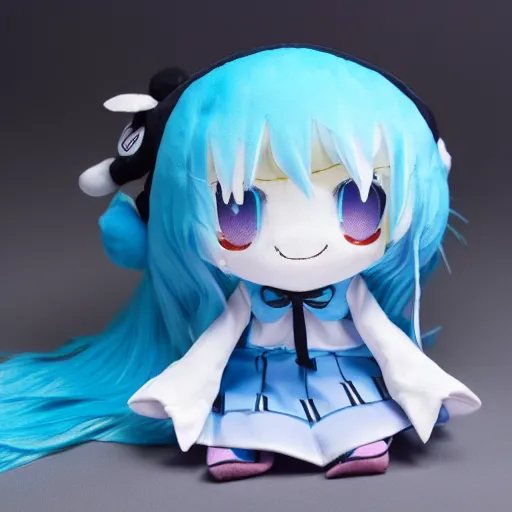 Image similar to cute fumo plush of a girl who controls the weather, thunder goddess, weather simulation, vray
