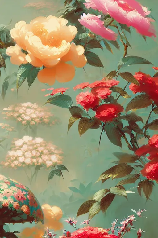 Image similar to Maximalism Chinoiserie floral wallpaper by Craig Mullins, pixar, Anato finnstark