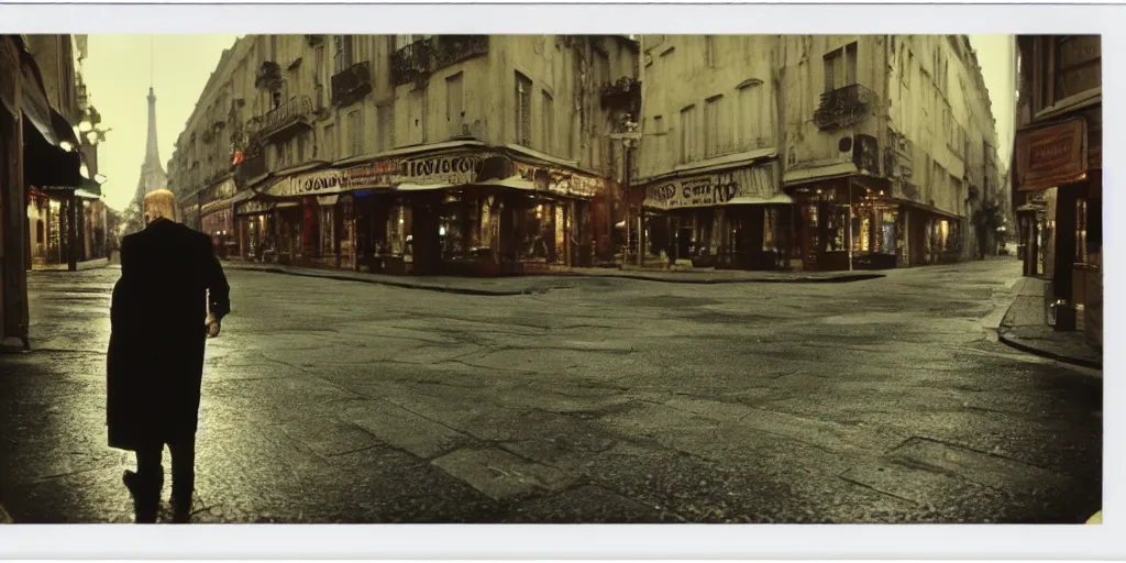 Image similar to detailed medium format photo, polaroid still from an old french movie, sleazy man watching night streets while smoking a cigarette, haze, high production value, intricate details, 8 k resolution, hyperrealistic, hdr, photorealistic, high definition, tehnicolor, award - winning photography, masterpiece, amazing colors