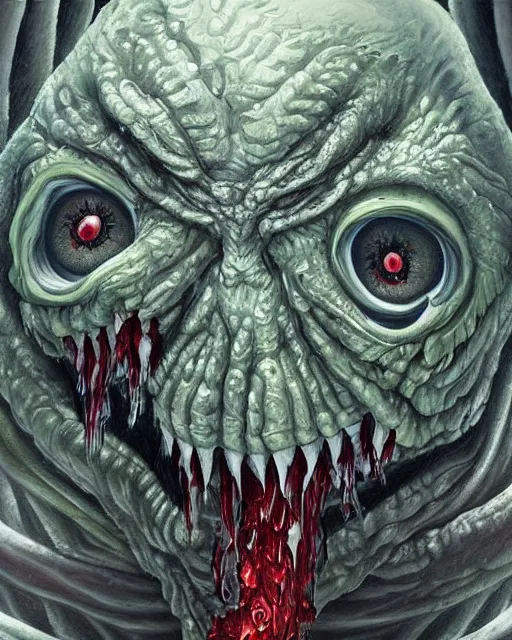 Prompt: Haunting horrifying detailed painting of a huge muscular hulking extraterrestrial flowing towel monster made of cloth, and bloodshot eyeballs, hyper detailed, trending on Artstation