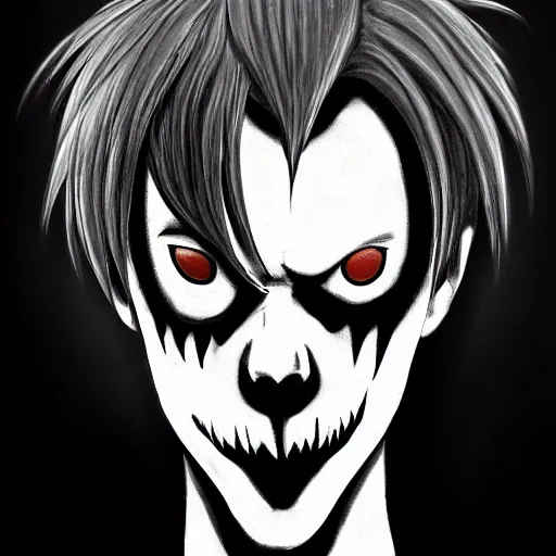 Image similar to steve buscemi as a death note shinigami, mid portrait, high quality, trending on artstation, 4 k