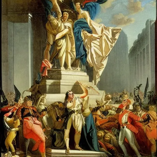 Prompt: representation of power and domination in the style of Jean Baptiste Debret (1768–1848), French painter and