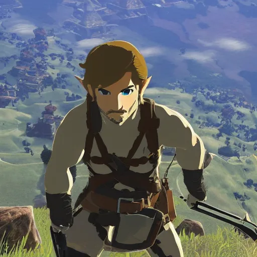 Image similar to Solid Snake in The Legend of Zelda Breath of the Wild