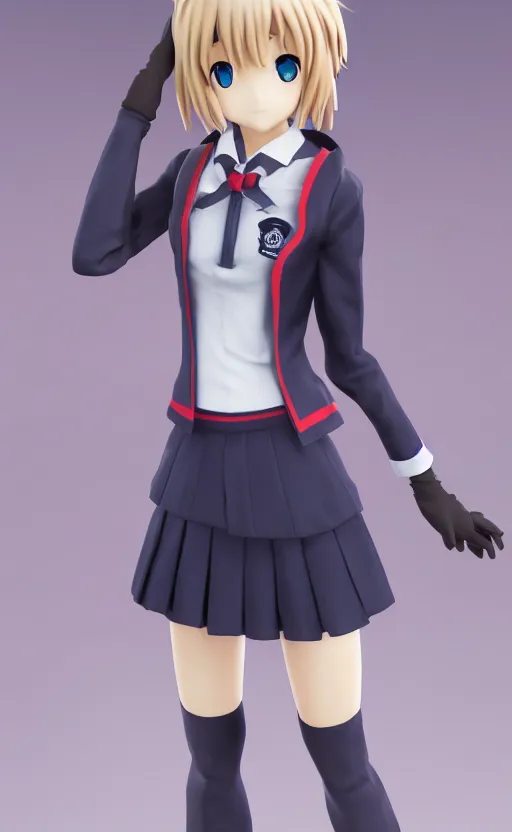 Prompt: Anime girl figure in school uniform, unreal engine, highly detailed.