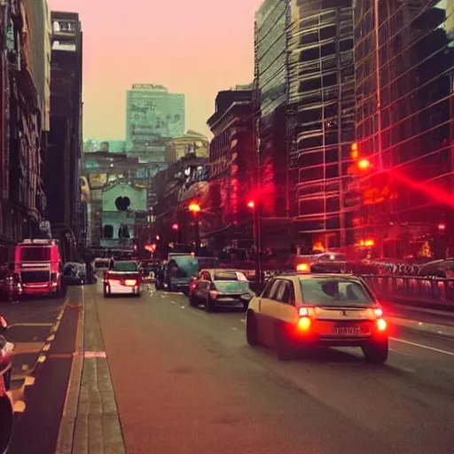 Image similar to And traffic lights, and pink headlights crossing. This city, which is clearer than a midnight nightmare. Good image quality.