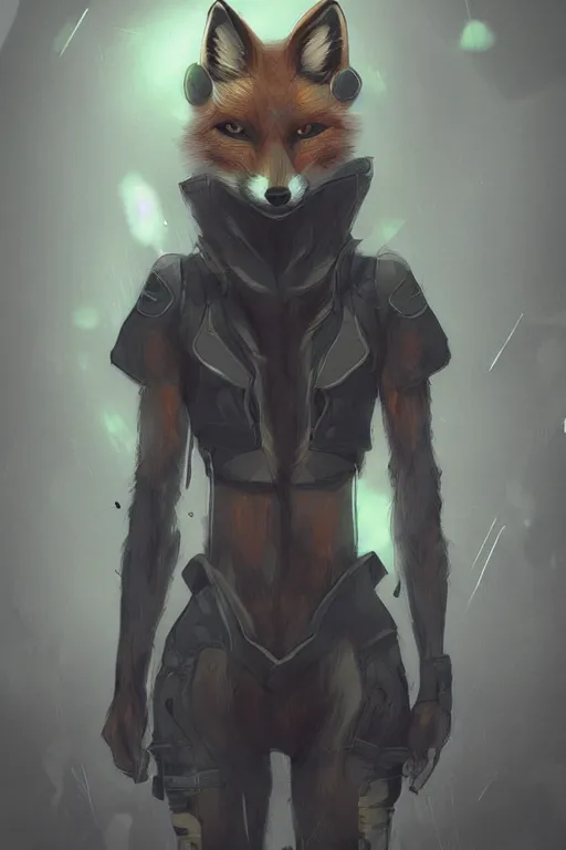 Image similar to a fox fursona, trending on artstation, by kawacy, furry art, digital art, cyberpunk, high quality, backlighting