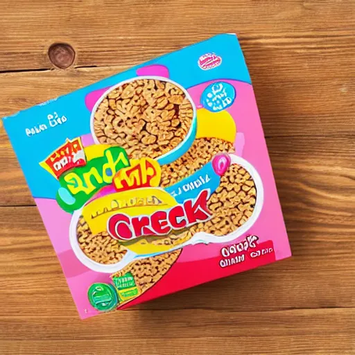 Image similar to a pack of cereal for kids, product photo,