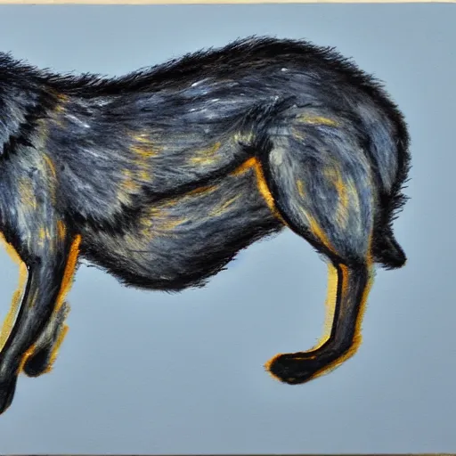 Image similar to retarded wolf, expressionism