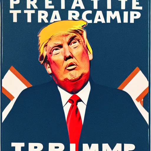 Image similar to Donald Trump depicted in an old style propaganda poster