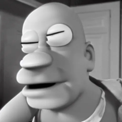 Image similar to a still of homer simpson in psycho