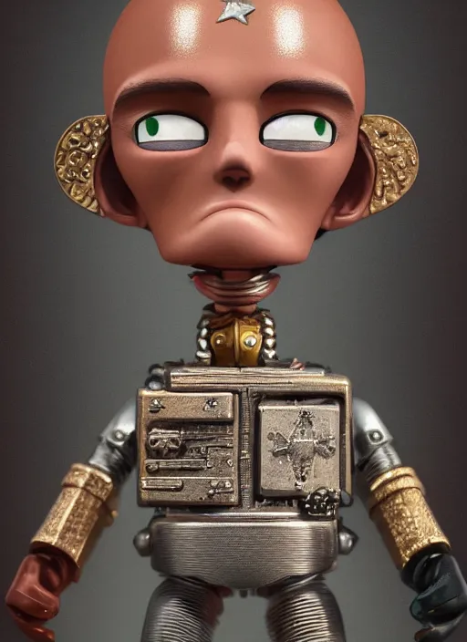 Prompt: closeup face profile portrait of tin toy army general, depth of field, zeiss lens, detailed, symmetrical, centered, fashion photoshoot, by nicoletta ceccoli, mark ryden, lostfish, breathtaking, 8 k resolution, extremely detailed, beautiful, establishing shot, artistic, hyperrealistic, octane render