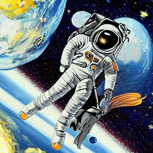 Image similar to astronaut riding a horse in space