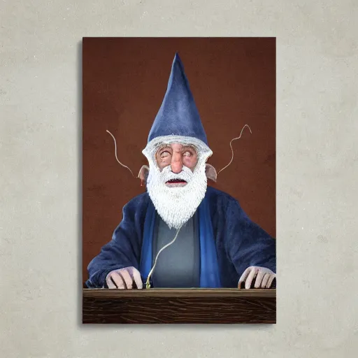 Image similar to Elderly Male Sorcerer, Gray Bearded Wizard Character Wearing Mantle and Pointed Hat, Canvas Print