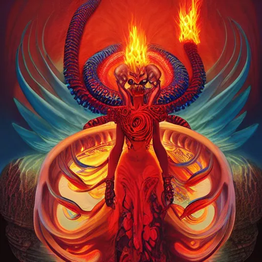 Queen Of Hell Portrait Of Tilda Swinton, Fire And 