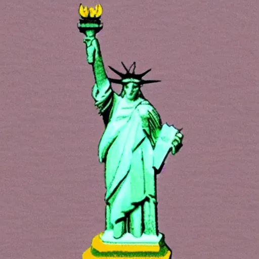 Prompt: statue of liberty made of swiss cheese