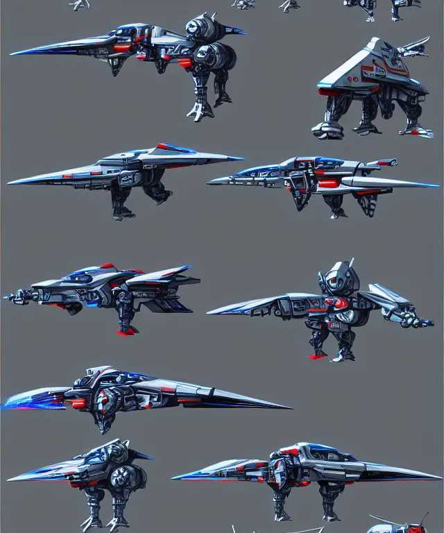 2 d shooter game concept art sprite sheet!!!, robotech | Stable Diffusion