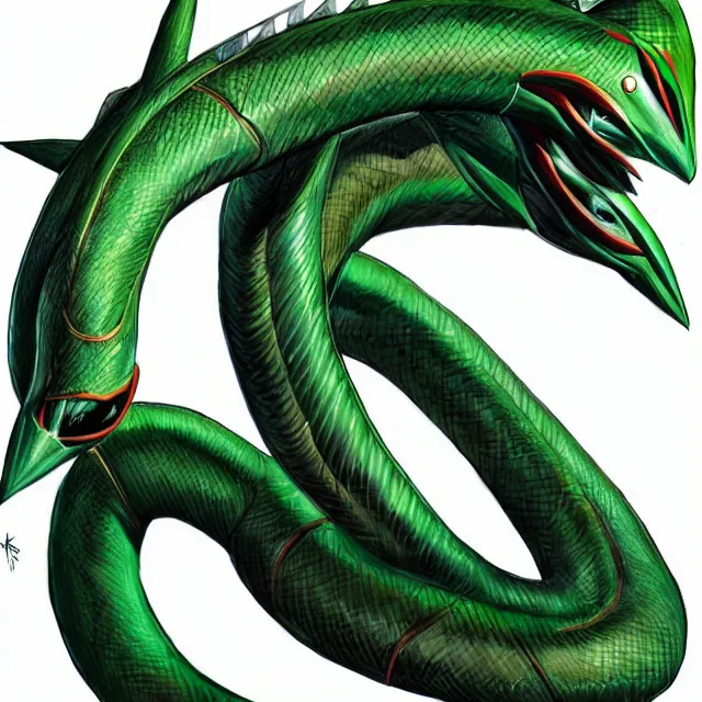 Image similar to high quality photorealistic depiction of the Rayquaza. Real life Rayquaza. A realistic version of Rayquaza