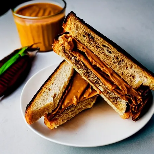 Prompt: peanut butter and cockroach sandwich, food photography, popular on instagram, white table, white plate