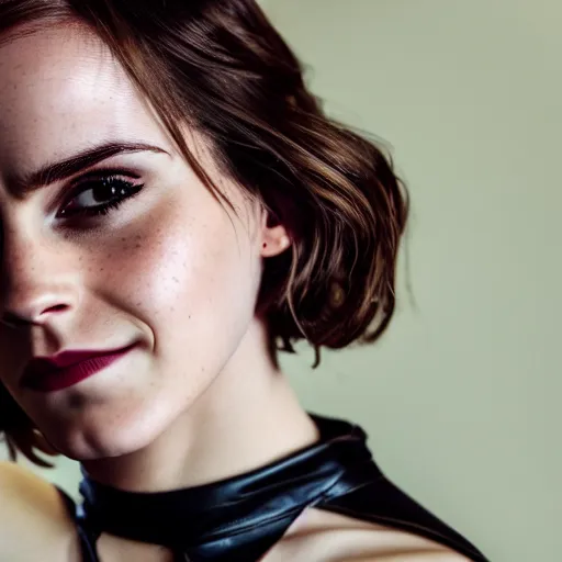 Image similar to Emma Watson as Catwoman, XF IQ4, 50mm, f/1.4, ISO 200, 1/160s, natural light, Adobe Lightroom, photolab, Affinity Photo, PhotoDirector 365