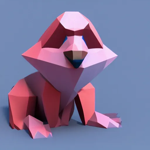 Prompt: low poly render of the dumbest looking animal imaginable