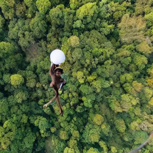 Image similar to a monkey flying with a drone, 4k ultra hd