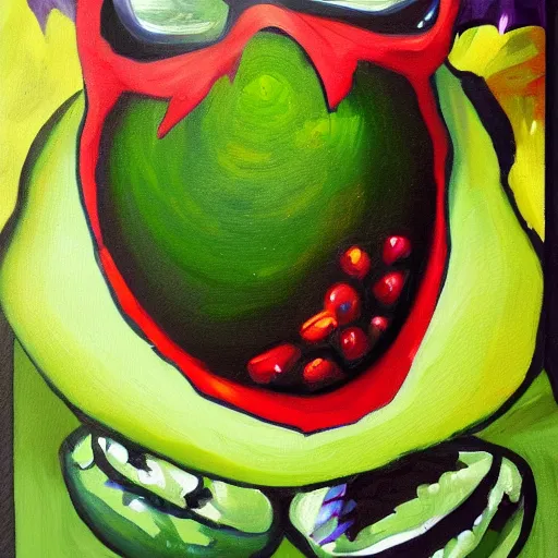 Prompt: An emissary of the Kingdom of the avocados. Painting.