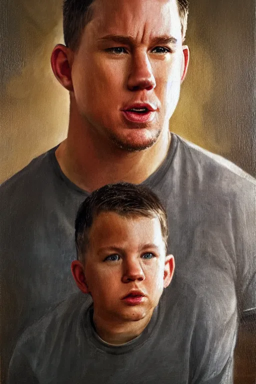 Image similar to channing tatum as a tater tot, oil on canvas, intricate, portrait, 8 k highly professionally detailed, hdr, cgsociety