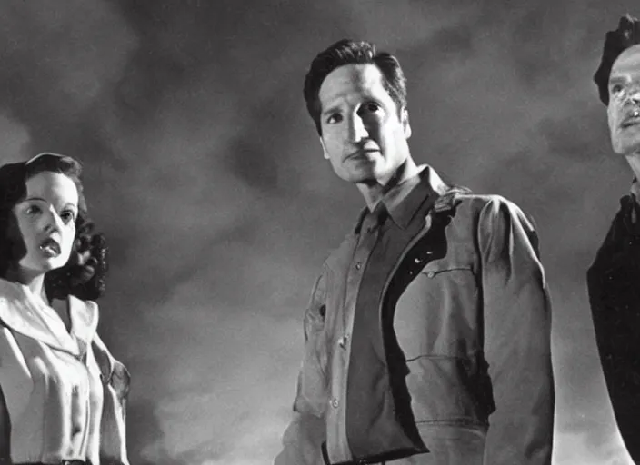 Prompt: Scene from the 1943 science fiction series The X-Files