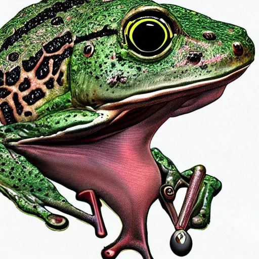 Image similar to a frog inside a persons throat, digital art, hyper detailed