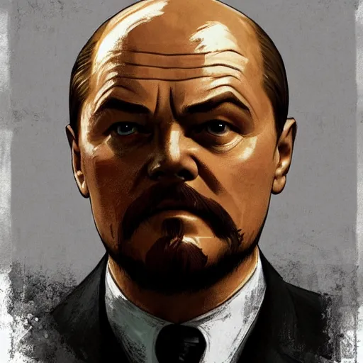 Image similar to russian bolshevik leader vladimir lenin played by leonardo dicaprio in team fortress 2 style, epic, tragic, military art, fantasy, hd shot, digital portrait, beautiful, artstation, comic style, by artgerm, guy denning, jakub rozalski, magali villeneuve and charlie bowater