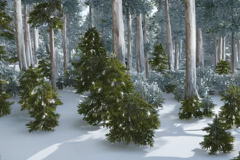 Image similar to crystallized forest with gilded trees and jeweled flowers by unreal engine, photorealistic