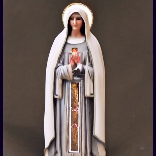 Image similar to virgin mary on a candle dressed in day if the dead dress and makeup