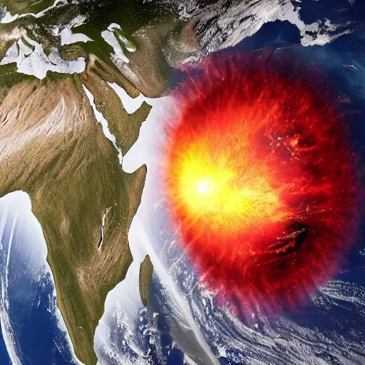 Prompt: view of earth being destroyed by an explosion