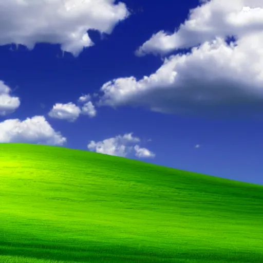 Image similar to windows xp background, distorted, glitchy