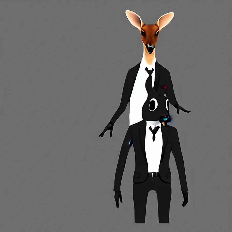 Image similar to spy kangaroo, in a strict suit, avatar image, digital art, minimalism