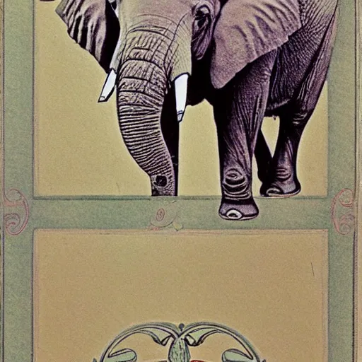 Image similar to art nouveau photo of an elephant